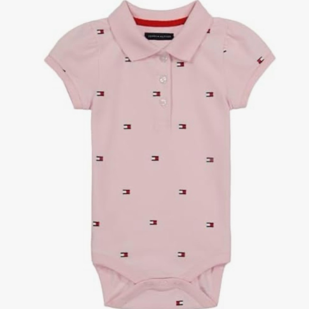 Tommy Hilfiger Baby Pink Polo Bodysuit onesie, 24 months